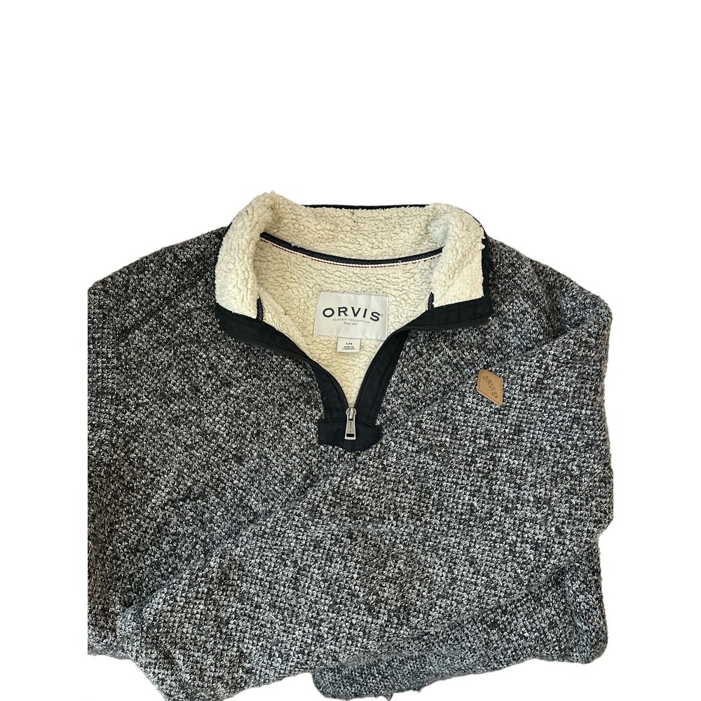 Orvis Classic Collection Mens Brighton Quarter Zip Sherpa Lined Pullover Size Lg